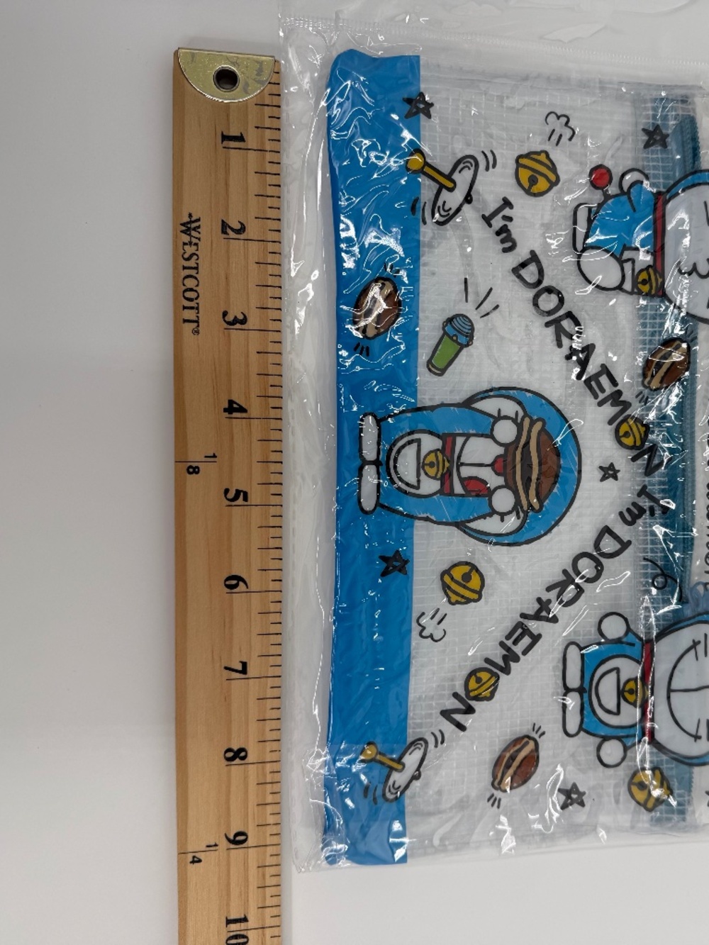 Doraemon PVC Mesh Pouch NEW Bag Zipper Medium Blue Clear - Picture 7 of 9